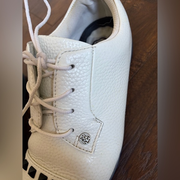 G/FORE Golf Shoes Gallivanter Pebble Leather Stud Cap Toe Shoes white size 9 - Picture 13 of 16